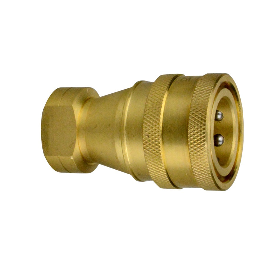 C101B 1/4" Brass Hydraulic Quick Connect Coupler with Auto Snap and Poppet Valve 3000psi