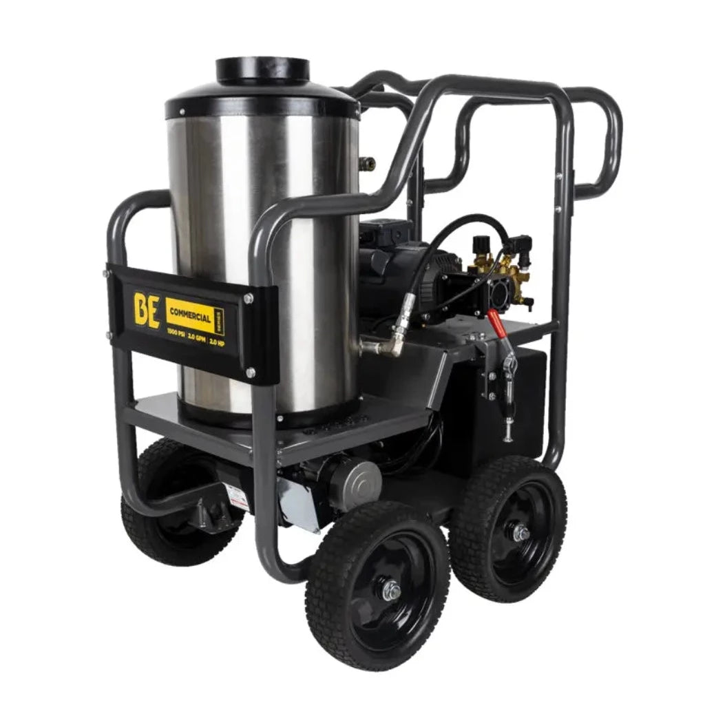 BE HW152EA 1500psi 2.0gpm Portable Electric Hot Water Direct Drive Pressure Washer with Diesel Burner ATPRO Powerclean Pressure Washers Online