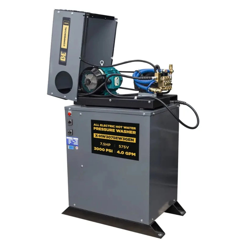 BE All Electric Hot Water Pressure Washer - 3000 PSI, 4 GPM (Model: X-HW3075EW3GEN) ATPRO Powerclean Eqiupment Inc