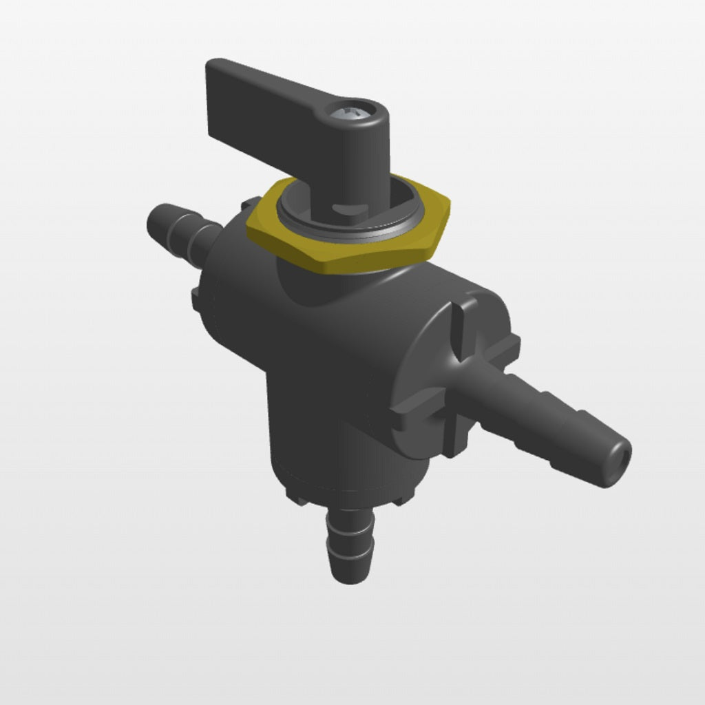 326 Series Plastic Three Way Ball Valve 125psi Viton Seal Panel Mount 180 Degree Handle Rotation