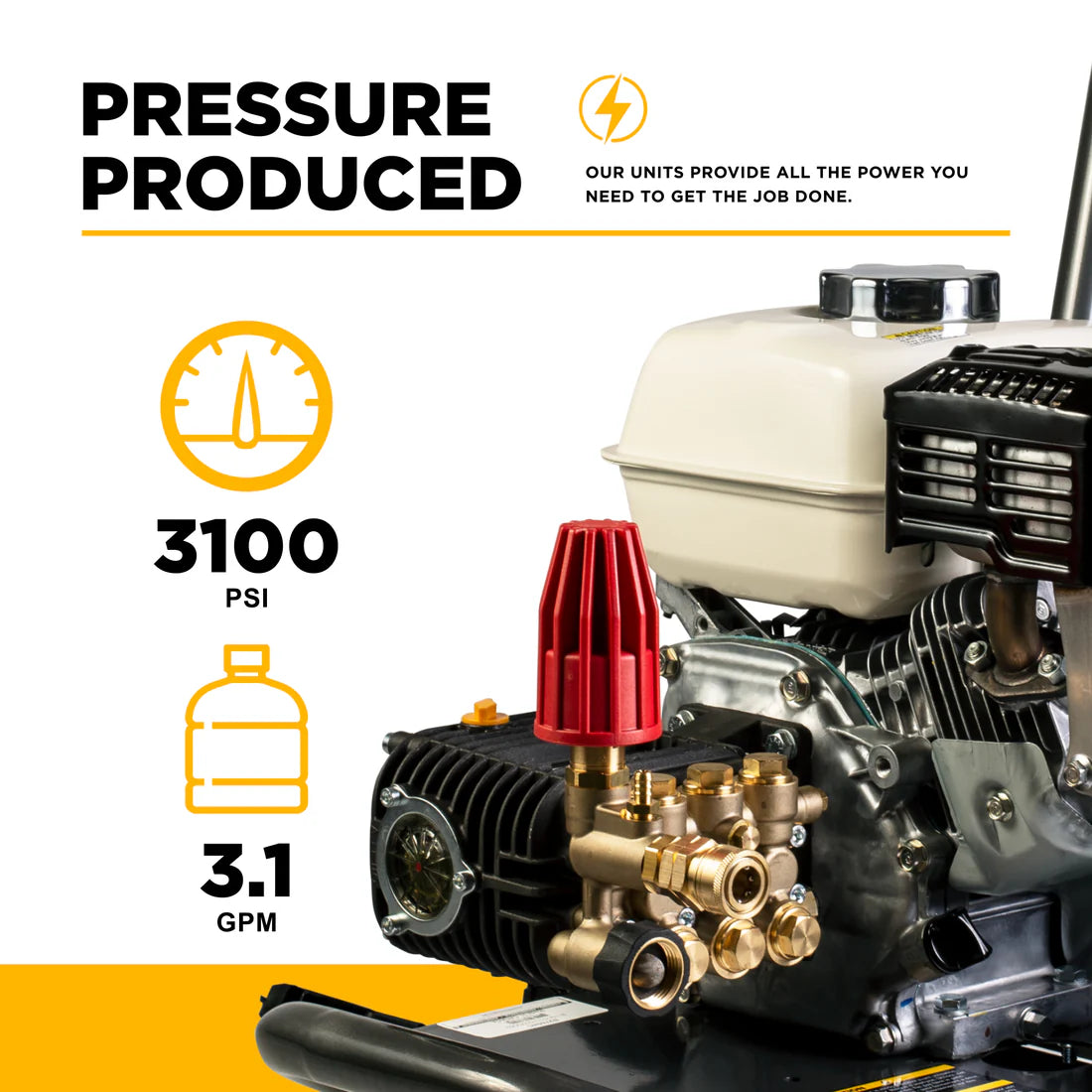 BE 3100psi 3.1gpm Honda GX200 Portable Direct Drive Pressure Washer with Internal Unloader