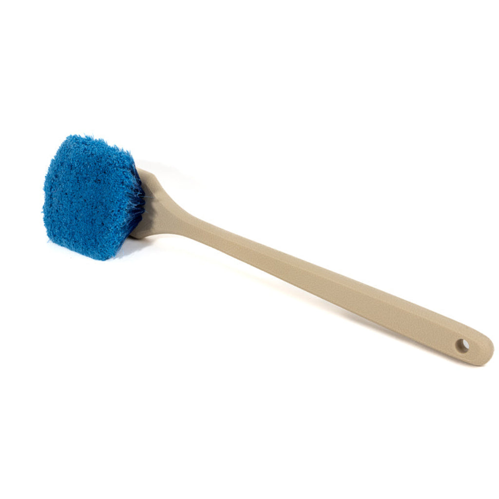 Blue Medium Soft Flagged Polystyrene Utility Brush With Handle for Automotive Wheels, Chassis, Exhaust Pipes, Gutters and Siding 20&#39; Handle