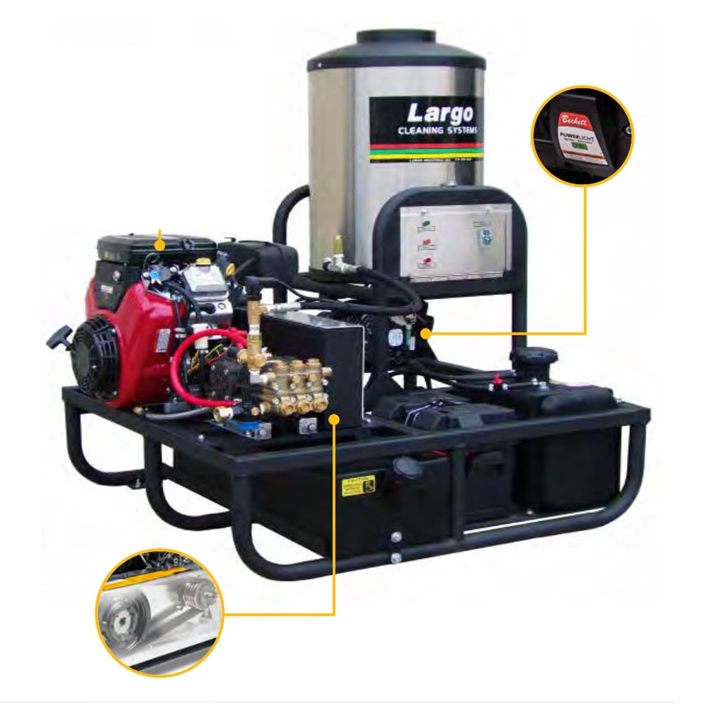 Largo Zinger Industrial Hot Water Gas Pressure Washer Skid 3500 PSI 5.2 GPM Diesel Burner Pressure Washers Online