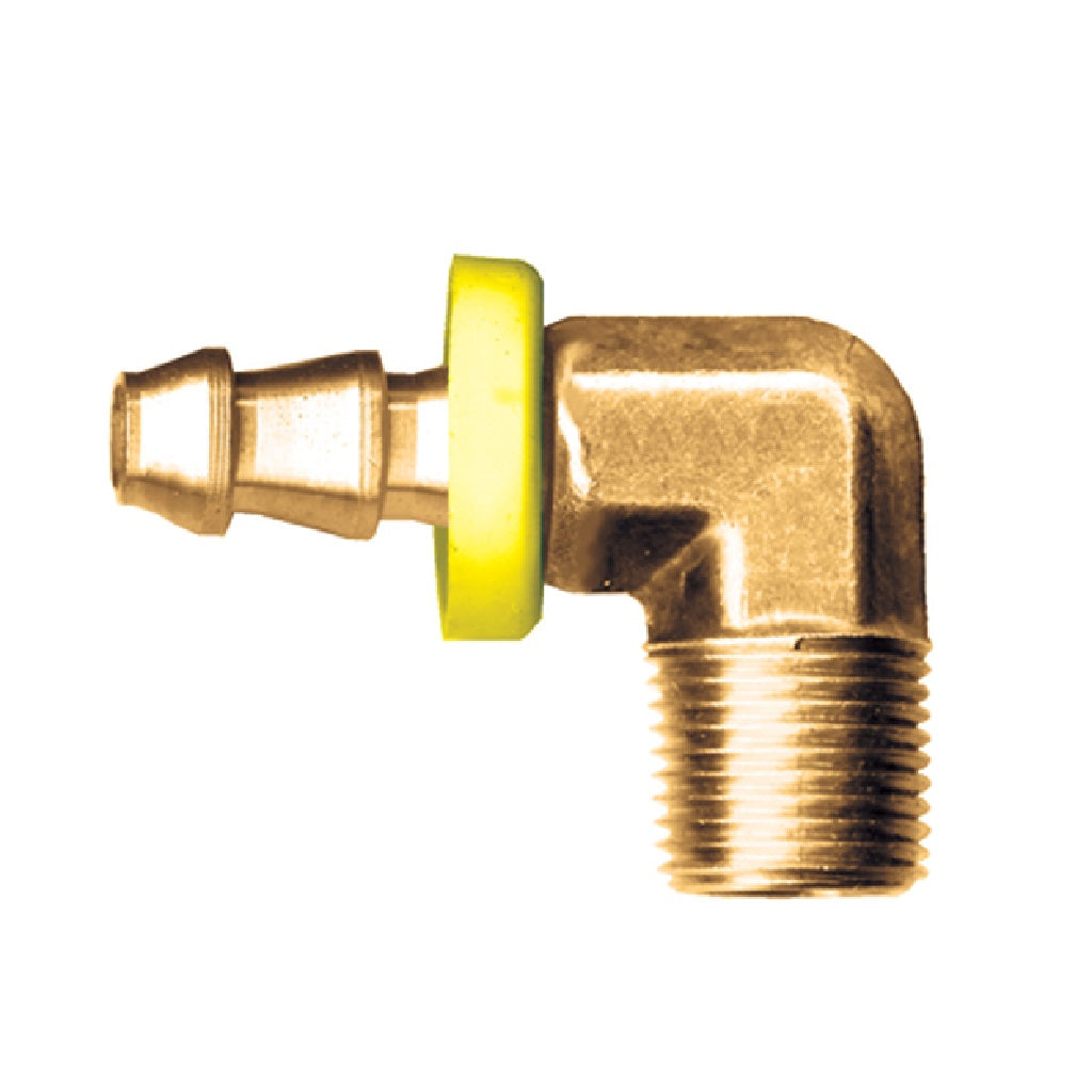 Brass Push-On Hose Barb with Male NPT Thread 90 Degree Elbow
