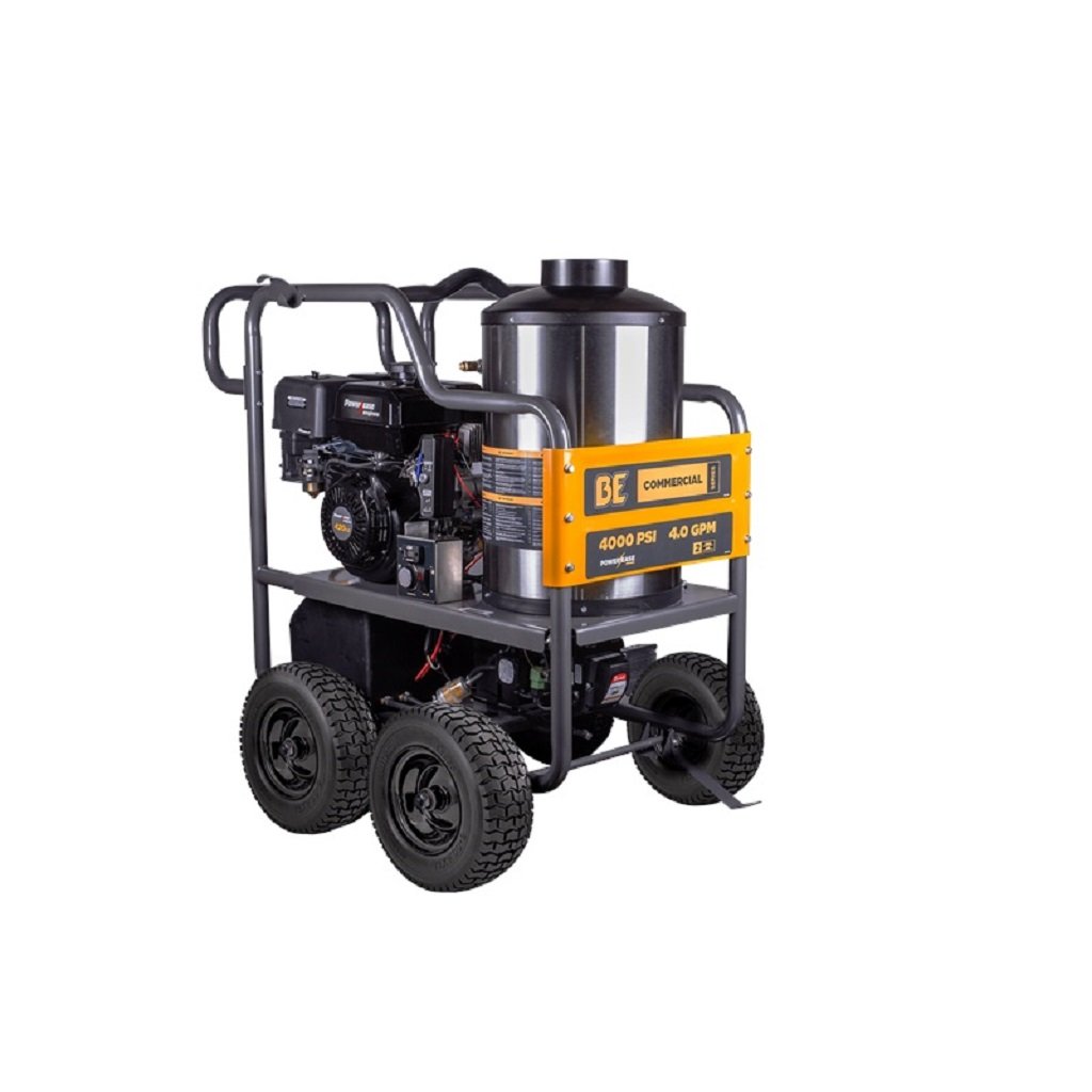 BE HW4015RA 4000psi 4.0gpm 420cc Laveuse à pression à gaz à entraînement direct à eau chaude portable avec pompe AR et brûleur diesel