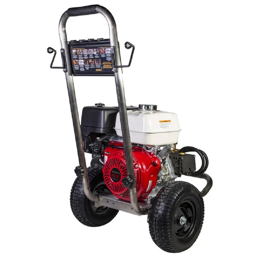 BE PE-4013HWPSGEN 4000psi 4gpm Industrial Direct Drive Gas Pressure Washer Honda GX390 &amp; General Pump Stainless Frame ATPRO Powerclean Equipment Inc Pressure Washers Online