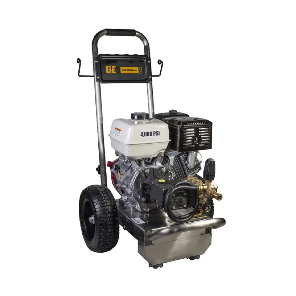 BE PE-4013HWPSGEN 4000psi 4gpm Industrial Direct Drive Gas Pressure Washer Honda GX390 &amp; General Pump Stainless Frame ATPRO Powerclean Equipment Inc Pressure Washers Online