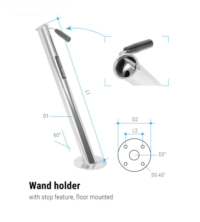 Porte-lance Mosmatic en acier inoxydable poli